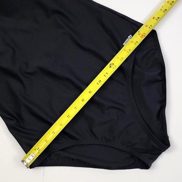 Speedo Women's Black One Piece Swimsuit White Trim Criss-Cross Straps Size 16 - Picture 11 of 14